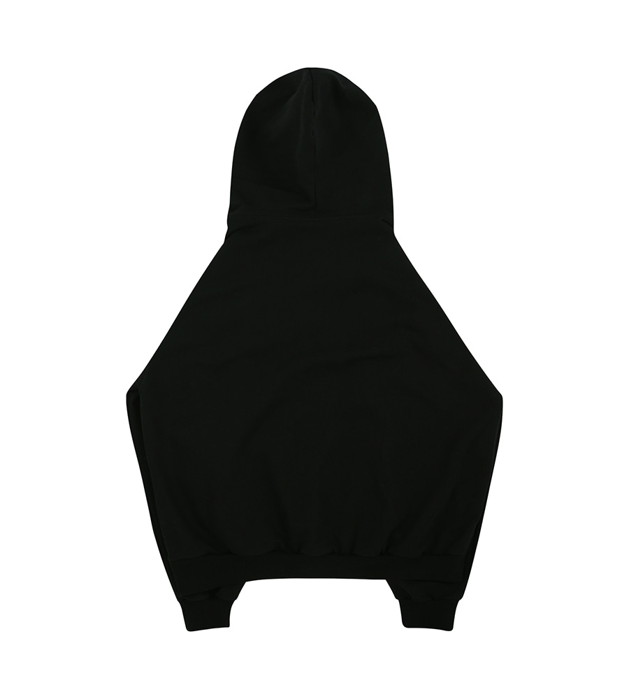 Melting logo 2way zip up hoodie - Black