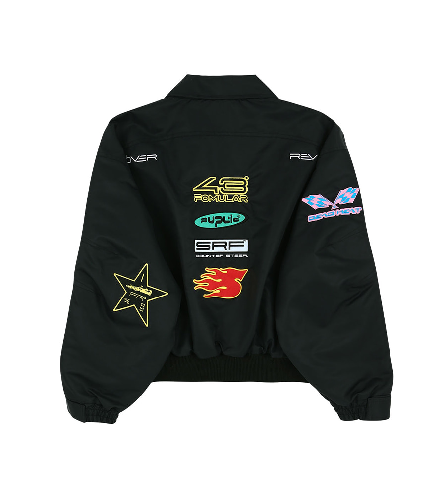 Over rev recycled nylon racing jacket - Black