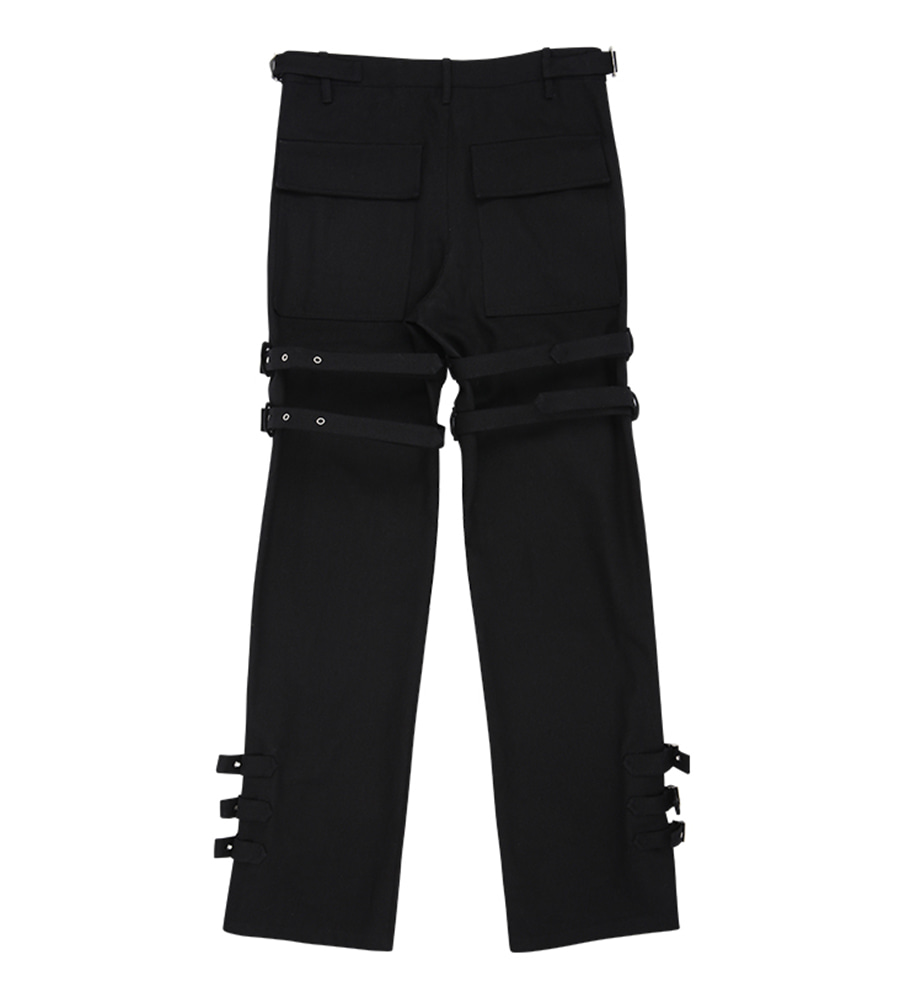 Bondage moto cotton pants - Black